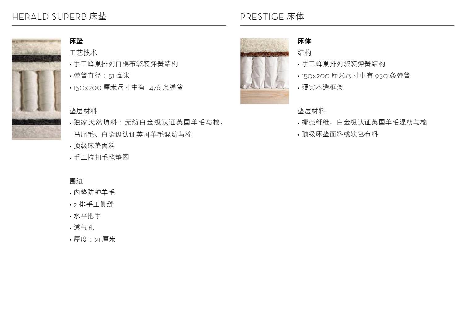 Vispring床垫英国品牌Herald Superb系列手工弹簧席梦思 4