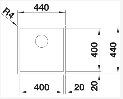 Blanco铂浪高ZEROX 400-U Durinox手工不锈钢水槽 深度175mm 3
